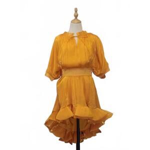 NEW PRODUCTSEEKER women's elegant puff high-waist cape dress in yellow